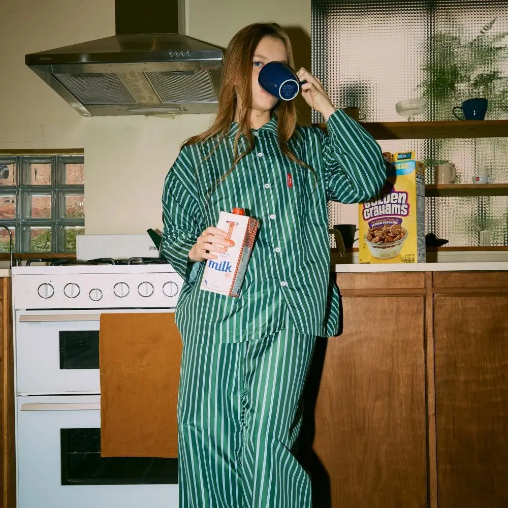 Furless pajamas[Long] - Green Stripe 상세페이지 9
